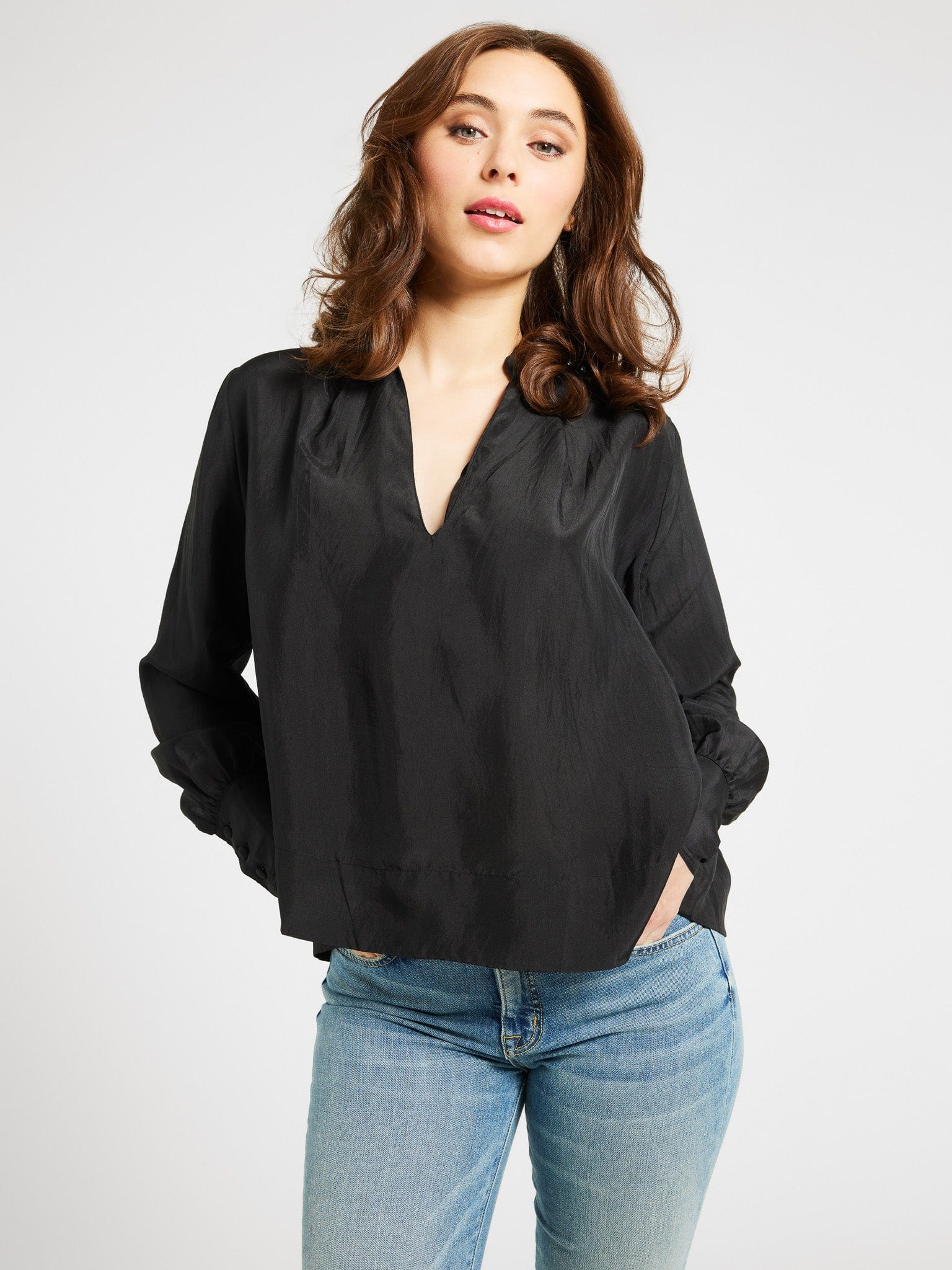 MILLE Clothing Freya Top in Black Silk