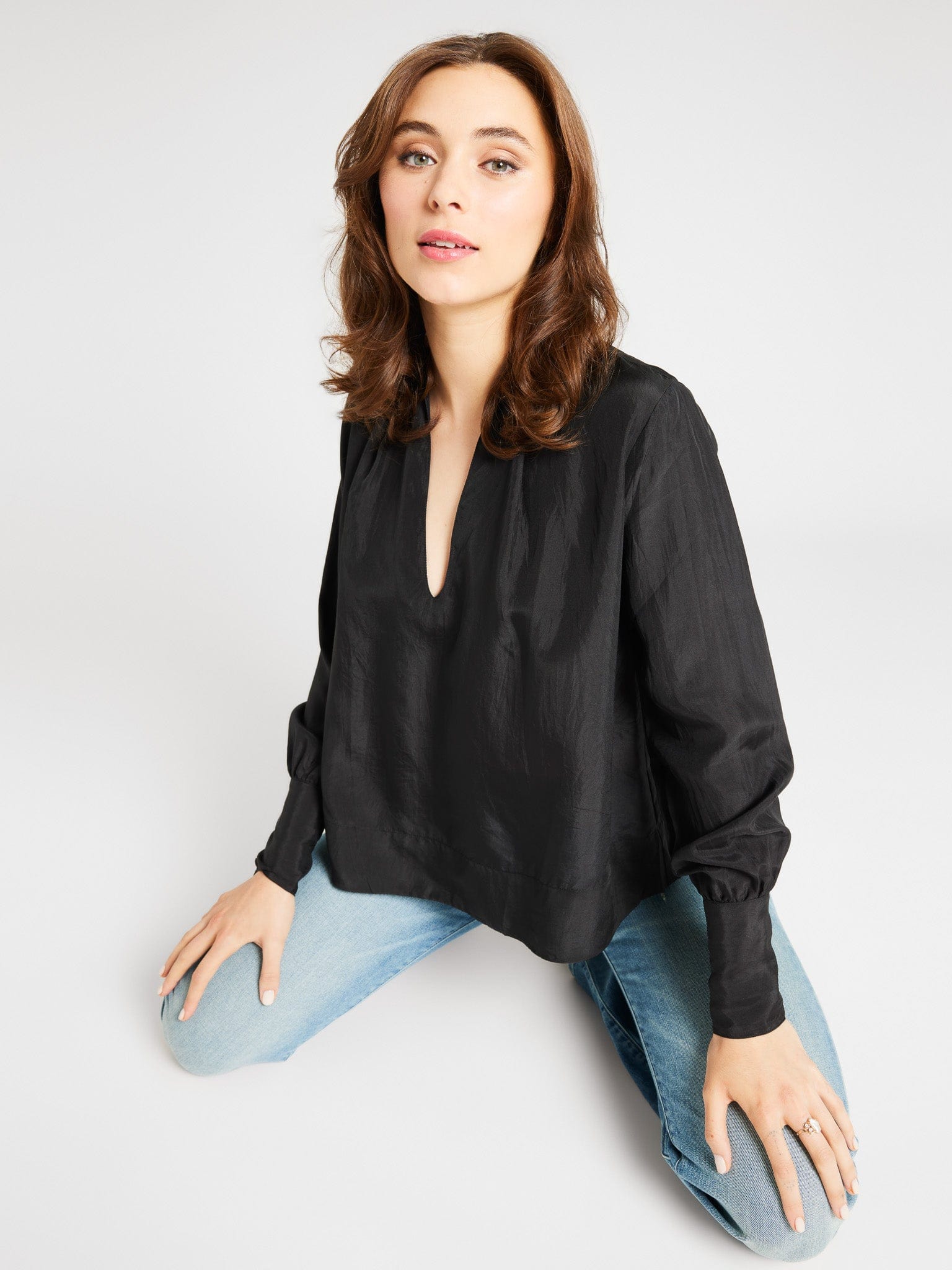 MILLE Clothing Freya Top in Black Silk