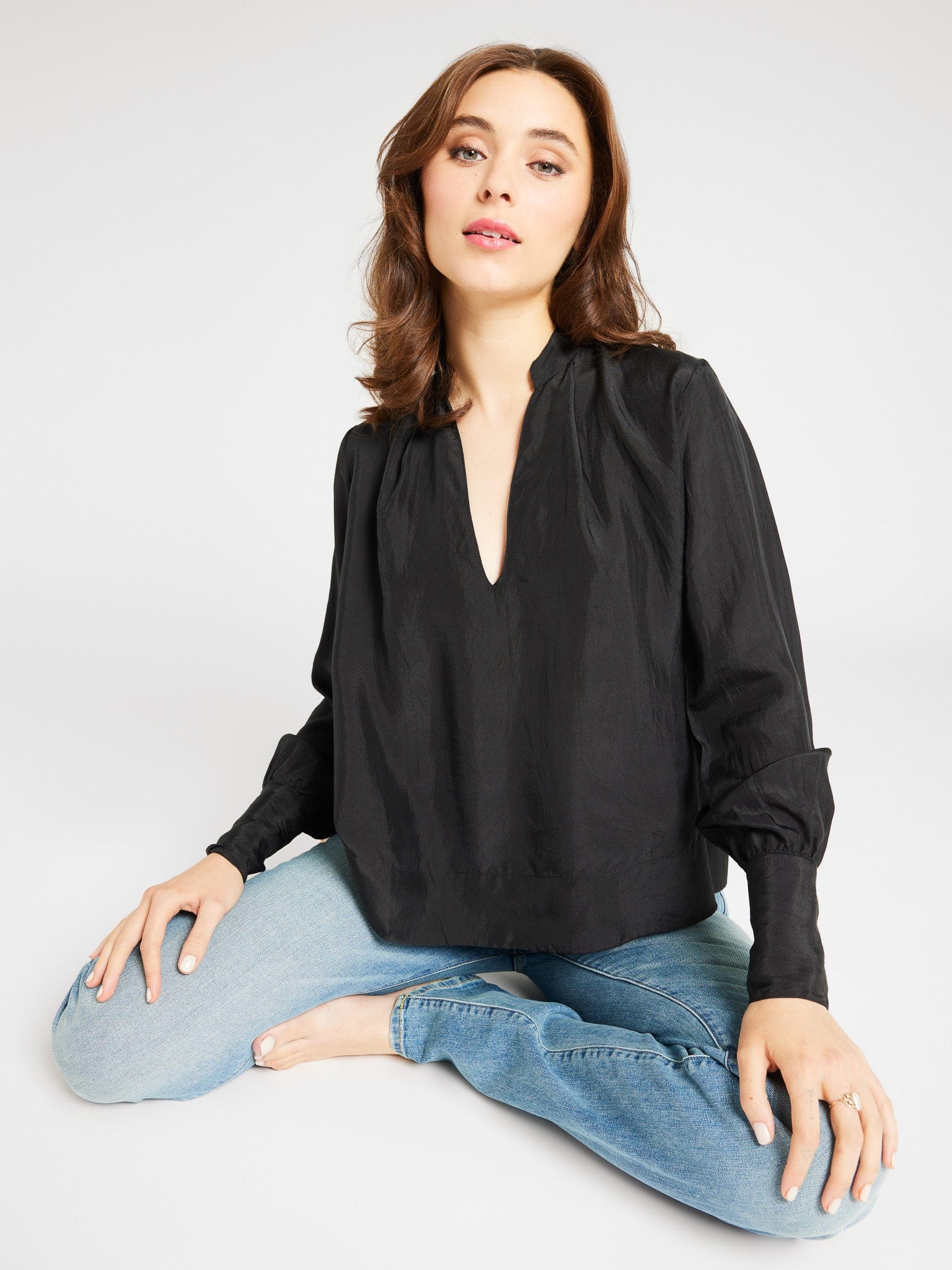 MILLE Clothing Freya Top in Black Silk