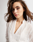 MILLE Clothing Freya Top in White Petal Embroidery