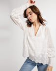 MILLE Clothing Freya Top in White Petal Embroidery