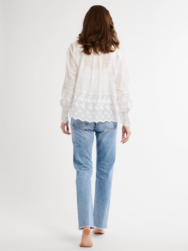 Freya Top in White Petal Embroidery — view 4