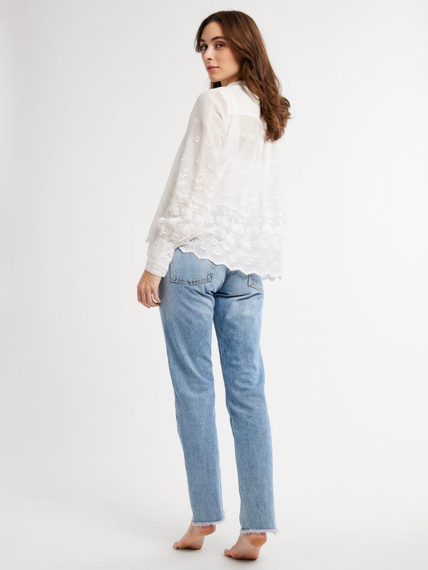 Freya Top in White Petal Embroidery — view 5