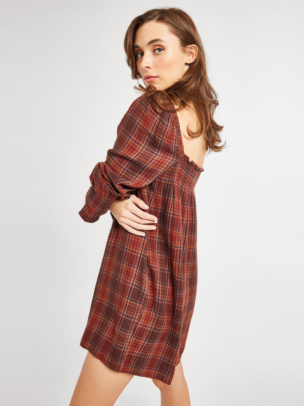 Gabriette Dress in Fireside Plaid — view 4