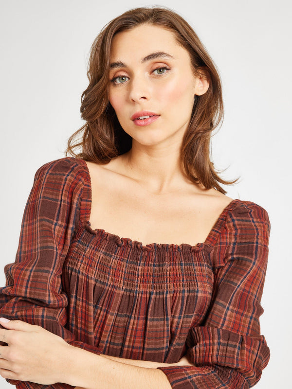 Gabriette Dress in Fireside Plaid — view 3