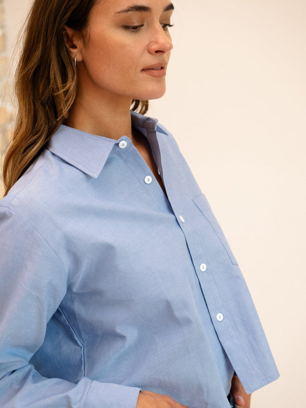 Gia Top in Blue Oxford — view 7