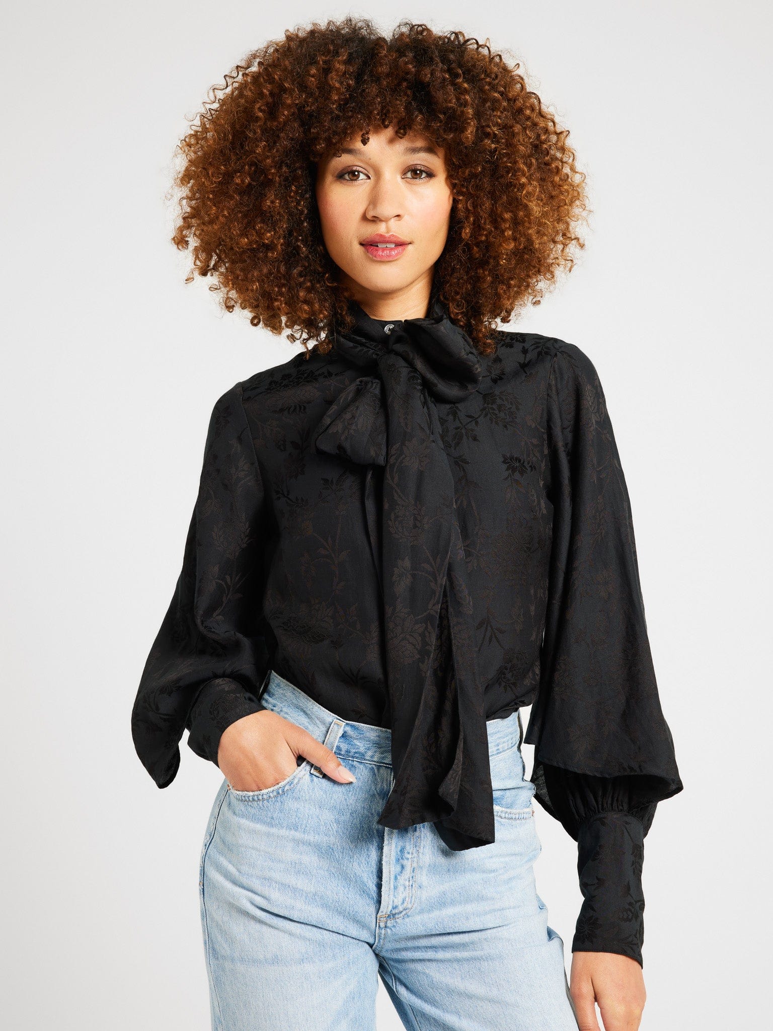 MILLE Clothing Gigi Top in Black Jacquard