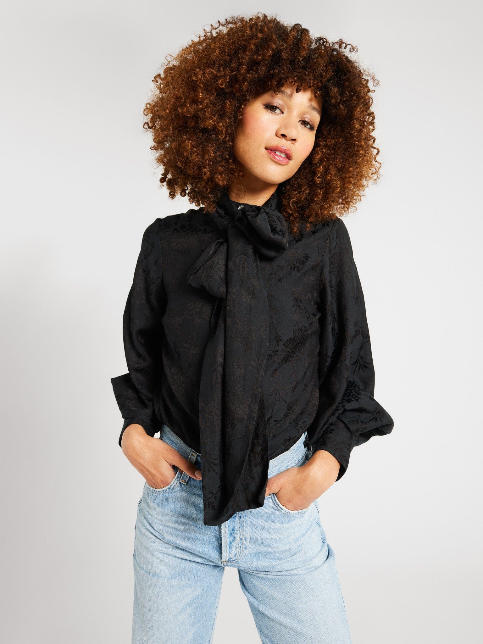 MILLE Clothing Gigi Top in Black Jacquard