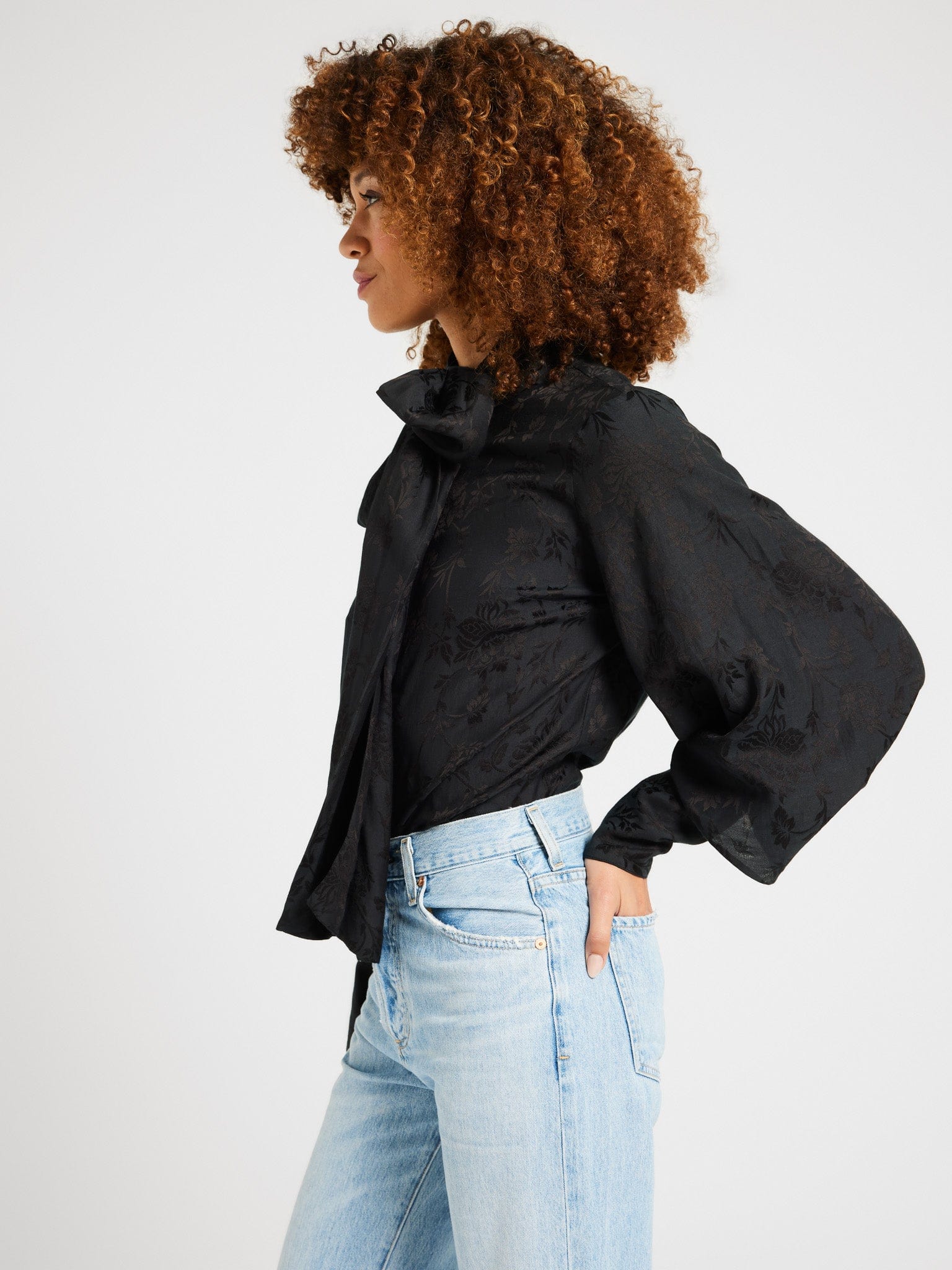 MILLE Clothing Gigi Top in Black Jacquard