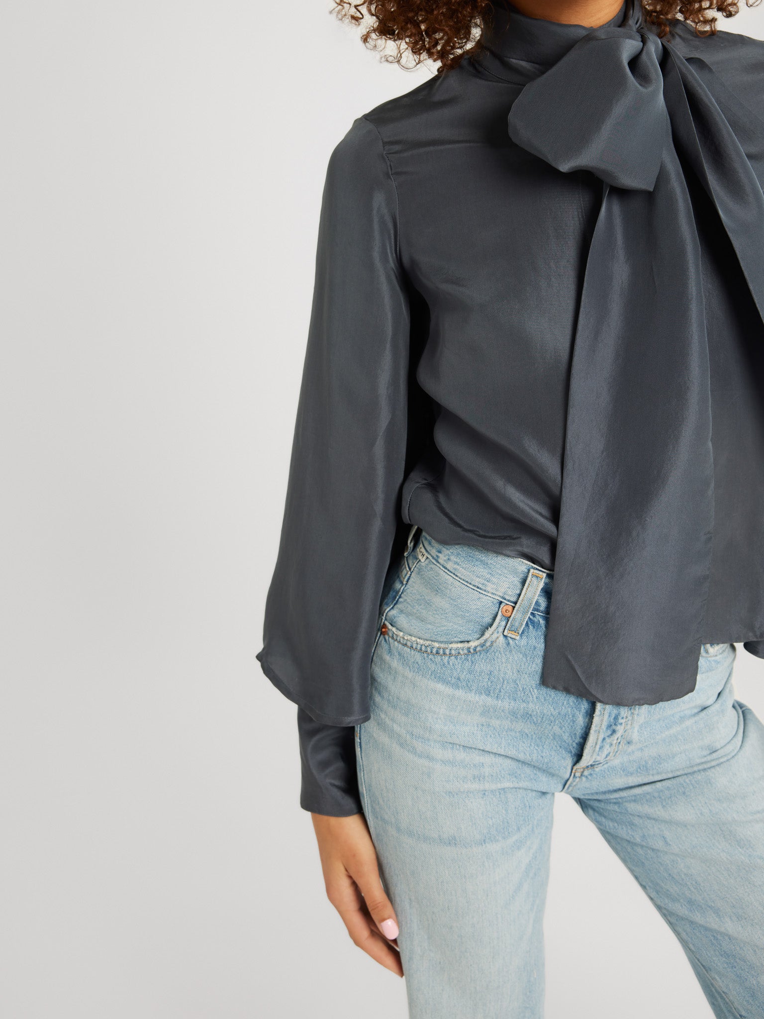 MILLE Clothing Gigi Top in Navy Washed Silk