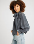 MILLE Clothing Gigi Top in Navy Washed Silk