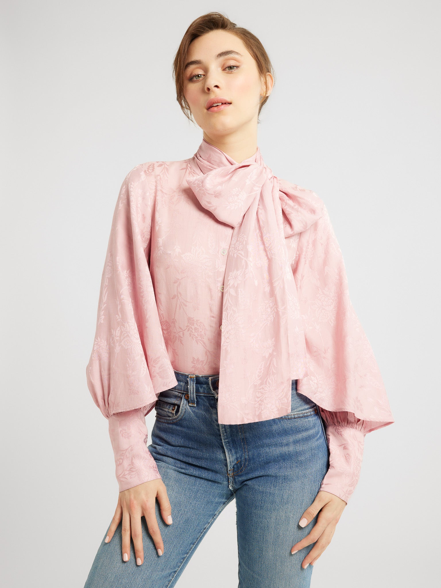 MILLE Clothing Gigi Top in Pink Jacquard