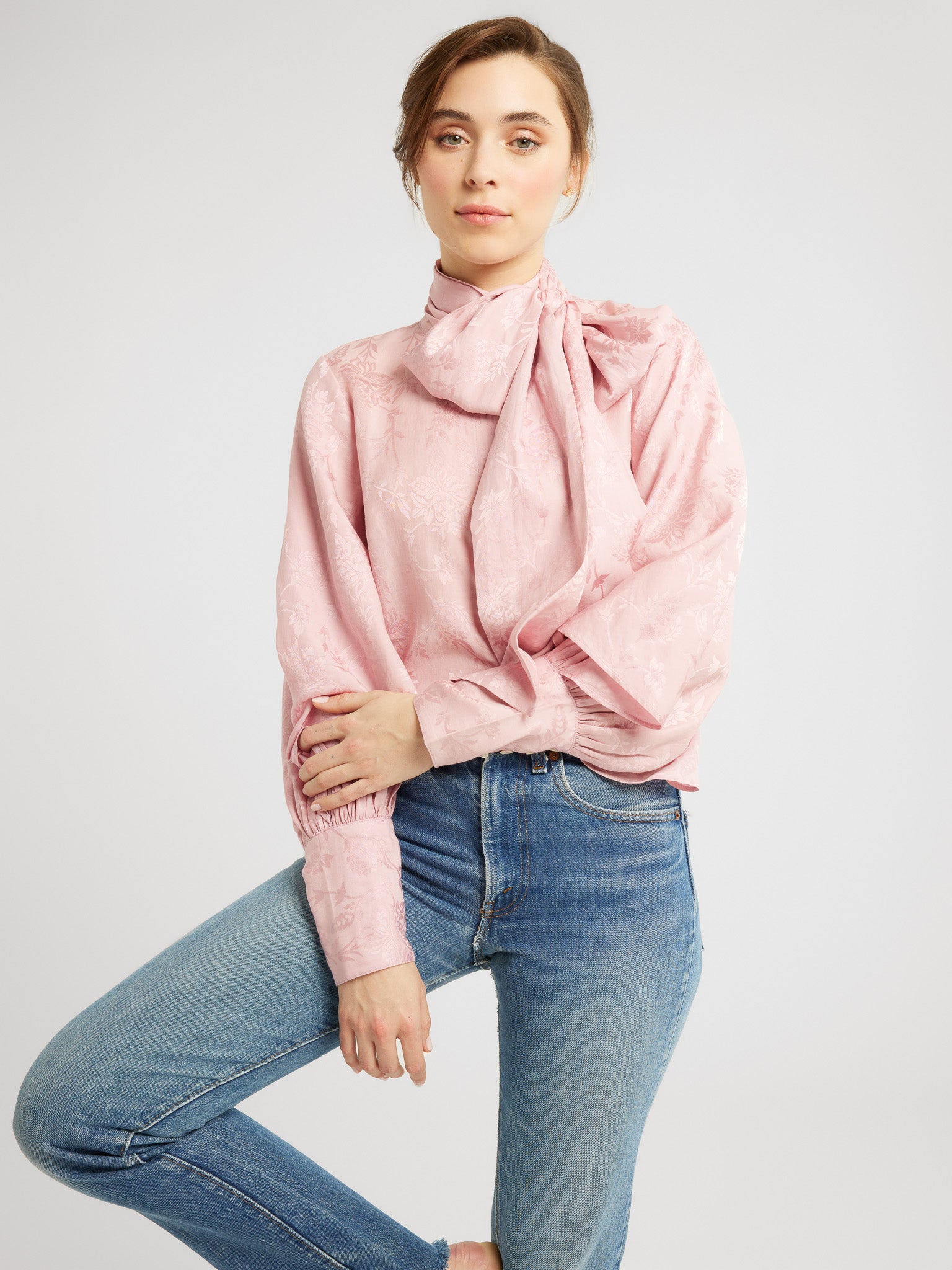 MILLE Clothing Gigi Top in Pink Jacquard