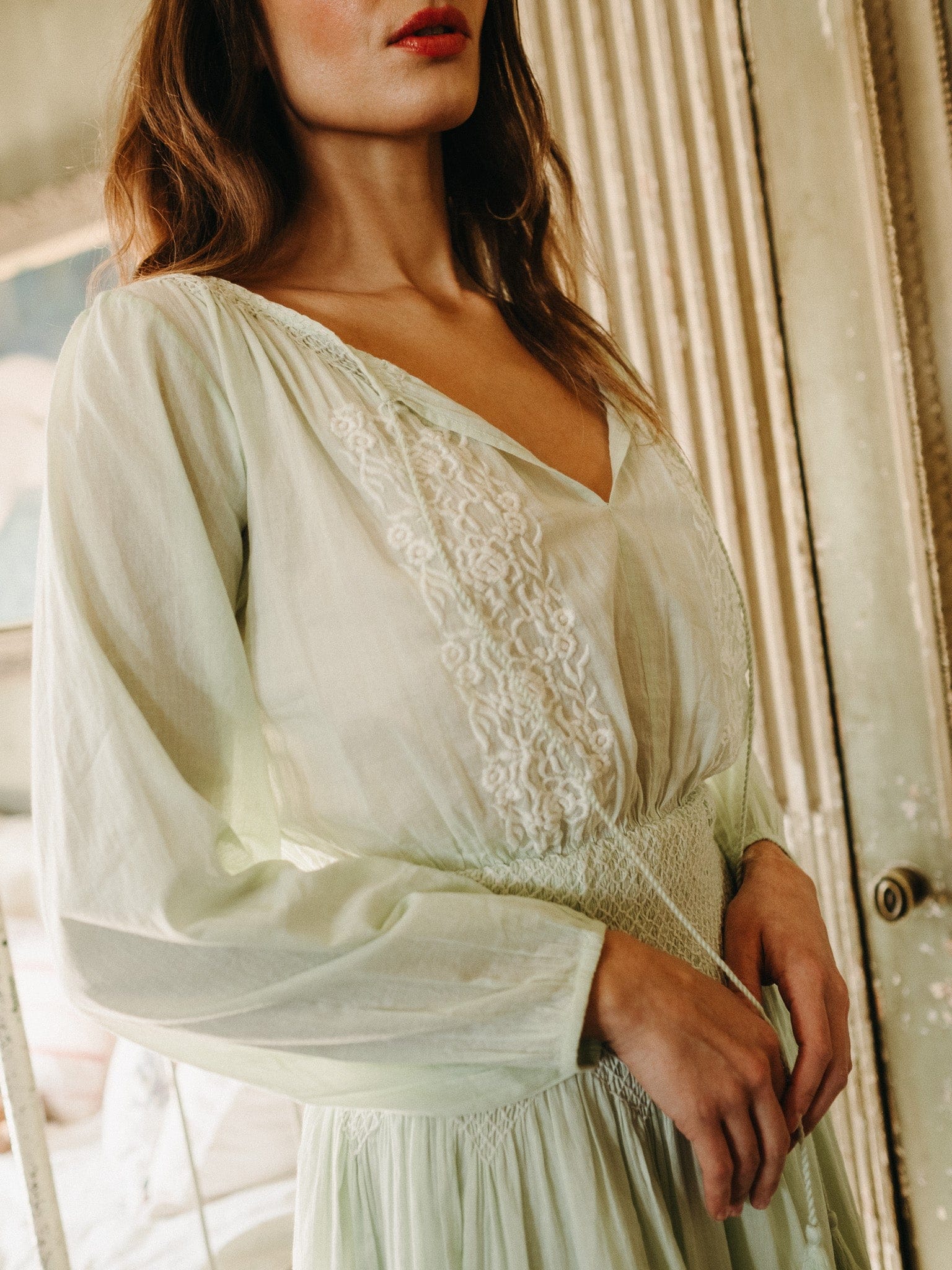 pastel color dress long sleeve Helena Long Sleeve Floral Maxi Dress