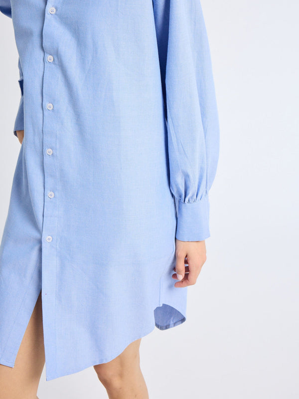 Holly Mini Dress in Blue Oxford — view 8