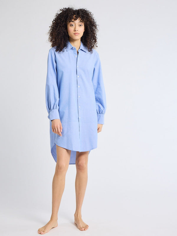 Holly Mini Dress in Blue Oxford — view 5