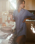 MILLE Clothing Holly Mini Dress in Blue Oxford