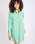 MILLE Clothing Holly Mini Dress in Green & Blue Ikat