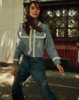 MILLE Clothing Irene Top in Chambray & Lace