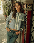 MILLE Clothing Irene Top in Chambray & Lace