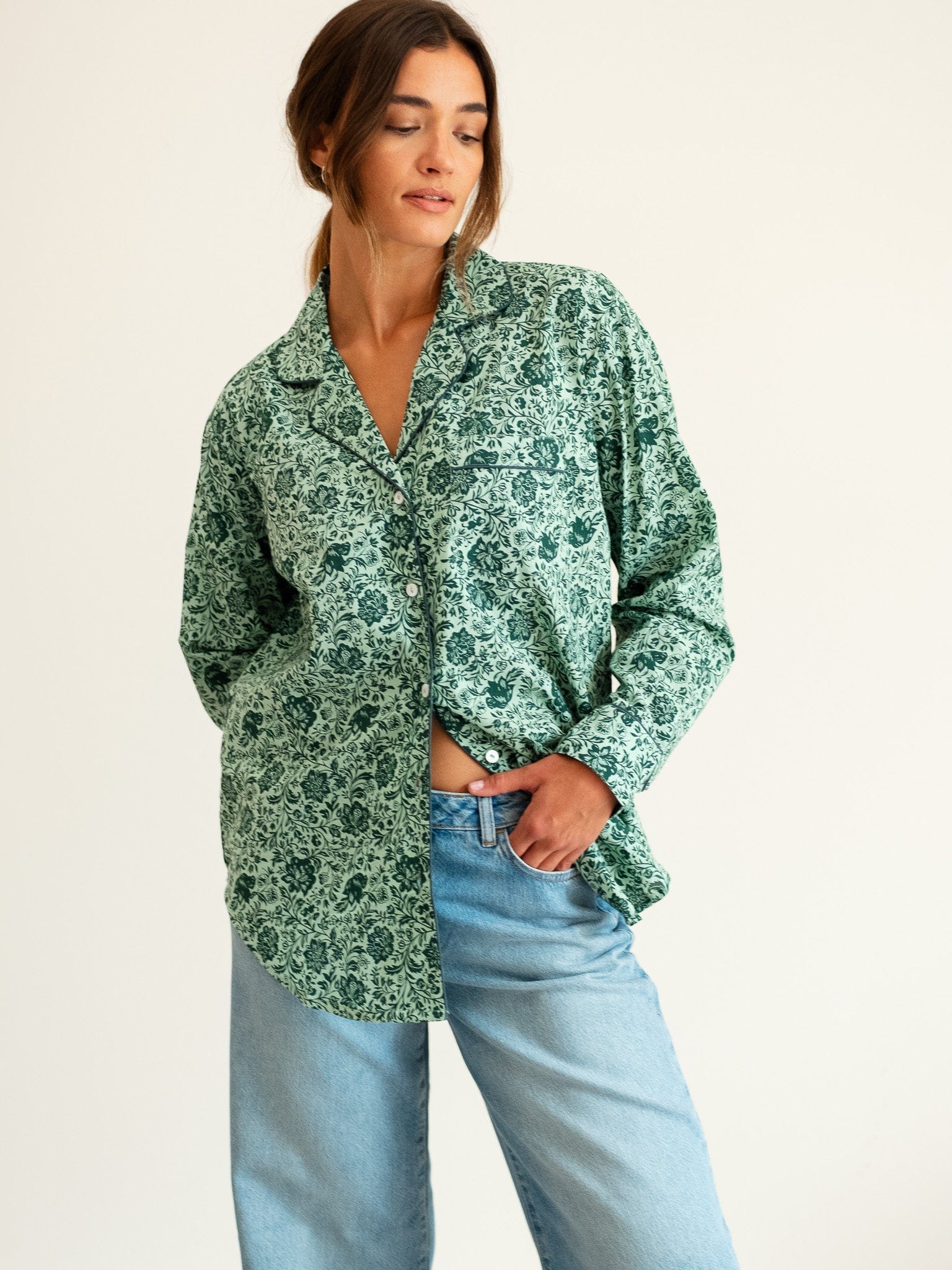 MILLE Clothing Iris Top in Jade Floral