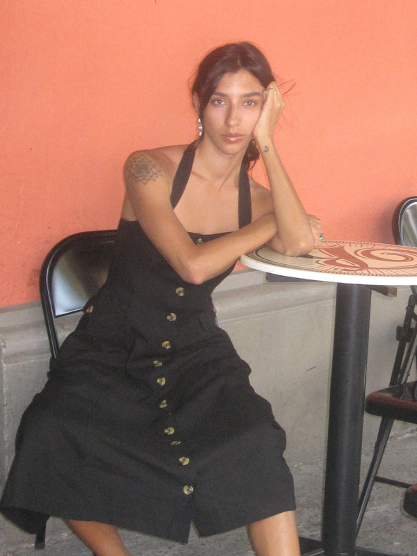 Isla Dress in Black Linen — view 14