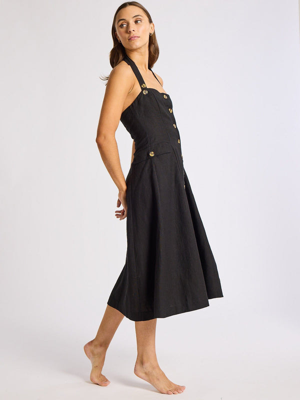 Isla Dress in Black Linen — view 8