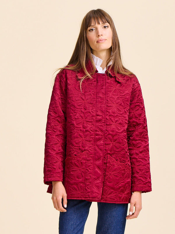 Jade Quilted Jacket in Claret — view 3