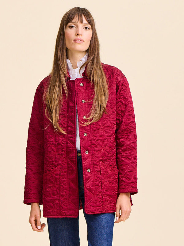 Jade Quilted Jacket in Claret — view 10