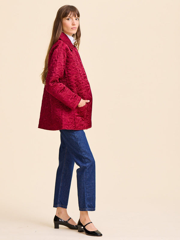 Jade Quilted Jacket in Claret — view 5