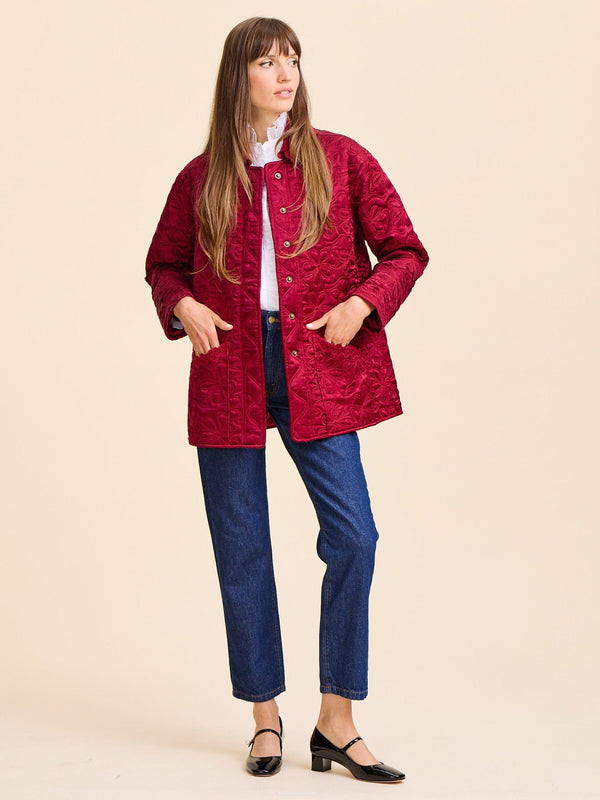 Jade Quilted Jacket in Claret — view 11