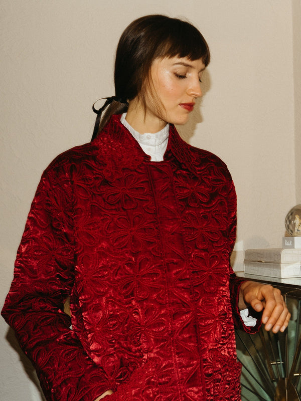 Jade Quilted Jacket in Claret — view 1