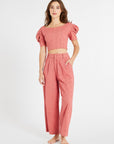 MILLE Clothing James Pant in Rosewood Eyelet