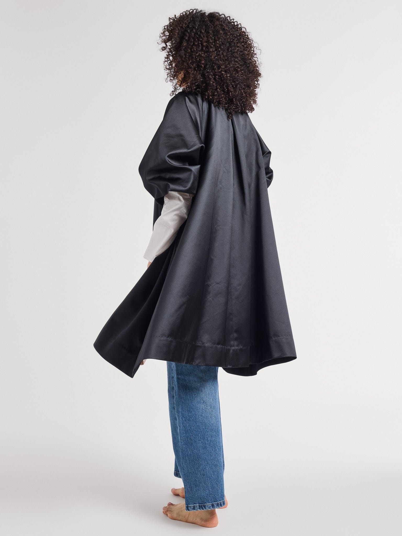 MILLE Clothing Josephine Coat in Black Satin