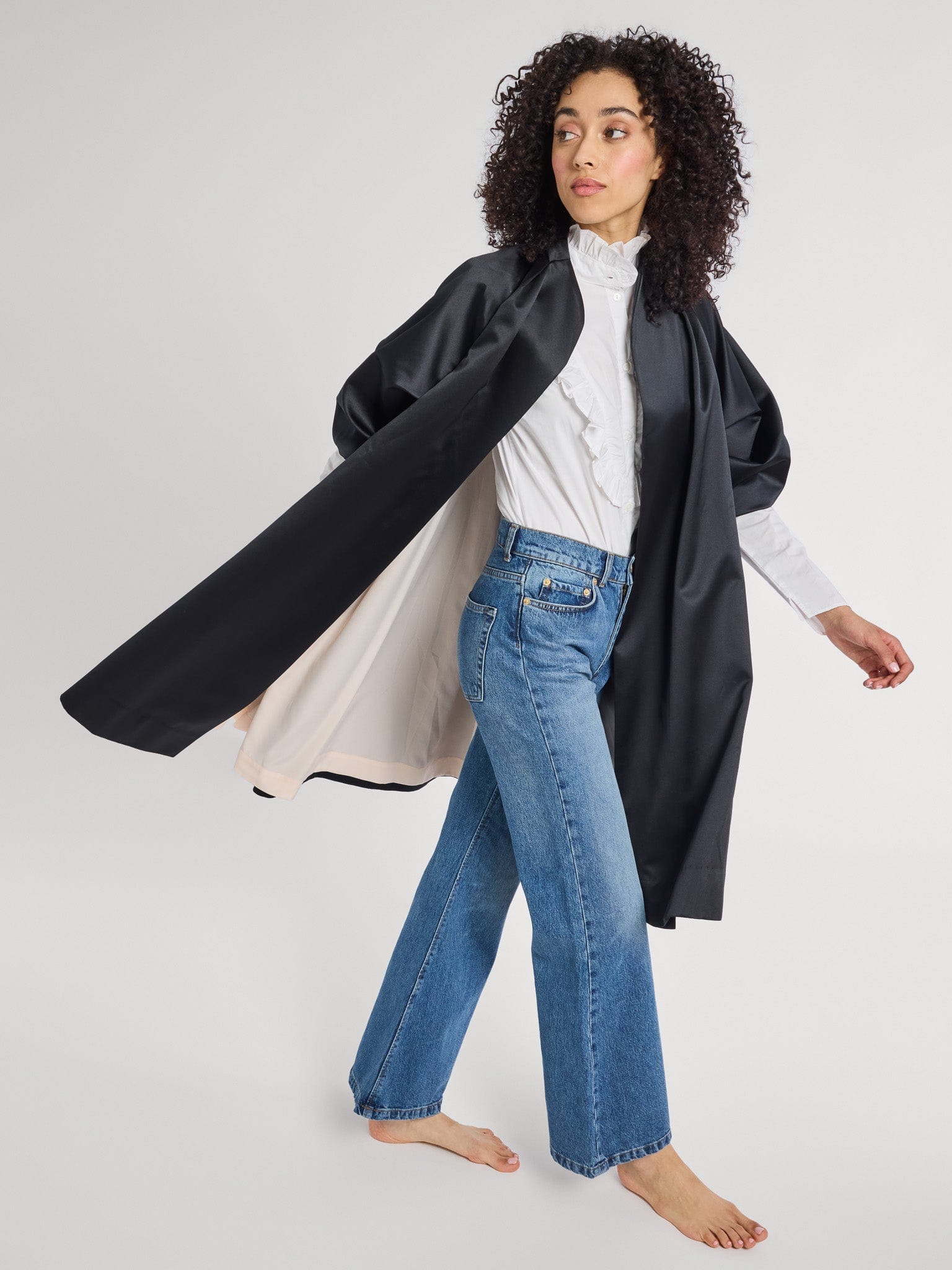 MILLE Clothing Josephine Coat in Black Satin