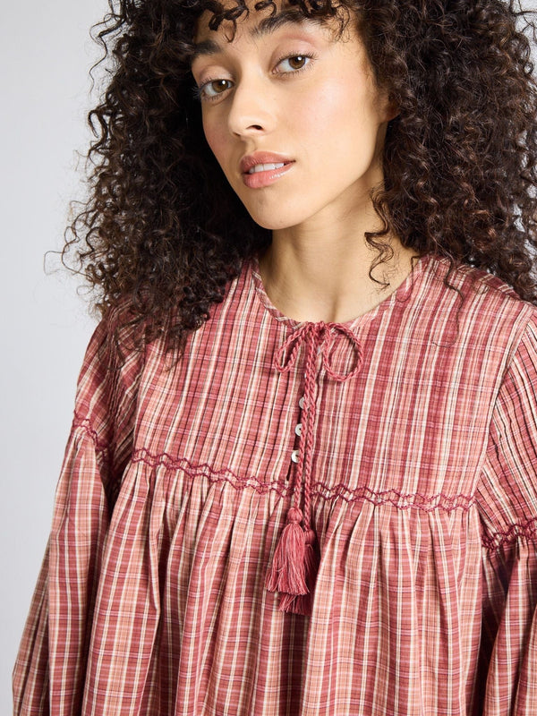Jules Dress in Rose Plaid — view 5