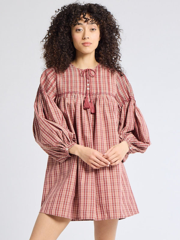 Jules Dress in Rose Plaid — view 1