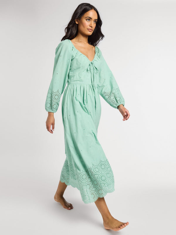 Juliette Dress in Pistachio Eyelet — view 6