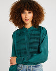 MILLE Clothing Keaton Top in Emerald Silk