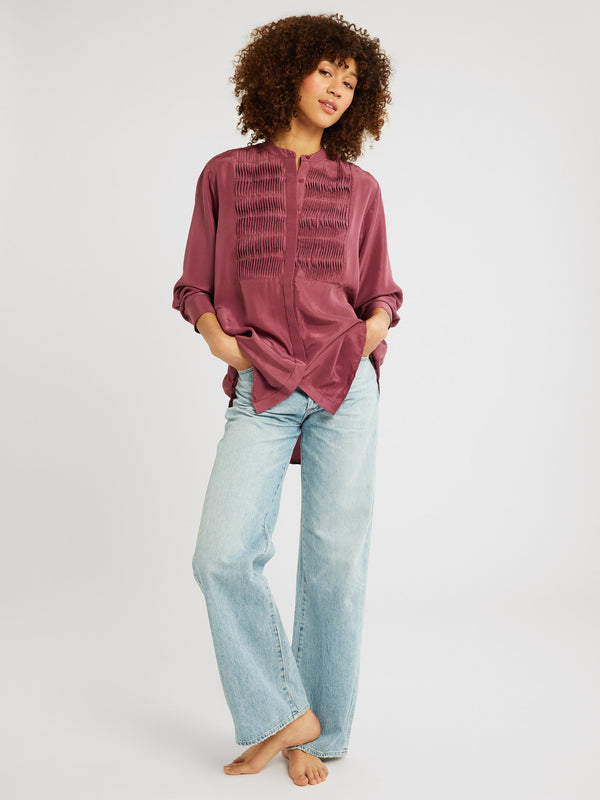 Keaton Top in Plum Washed Silk — view 3