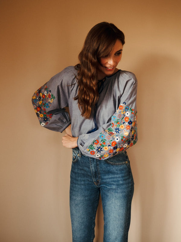 Lara Top in Garden Embroidery — view 2