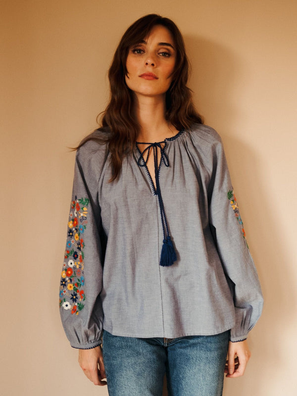Lara Top in Garden Embroidery — view 7