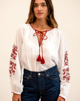 MILLE Clothing Lara Top in Rose Cross Stitch