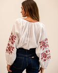 MILLE Clothing Lara Top in Rose Cross Stitch