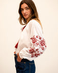 MILLE Clothing Lara Top in Rose Cross Stitch