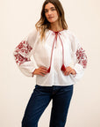 MILLE Clothing Lara Top in Rose Cross Stitch