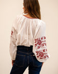 MILLE Clothing Lara Top in Rose Cross Stitch