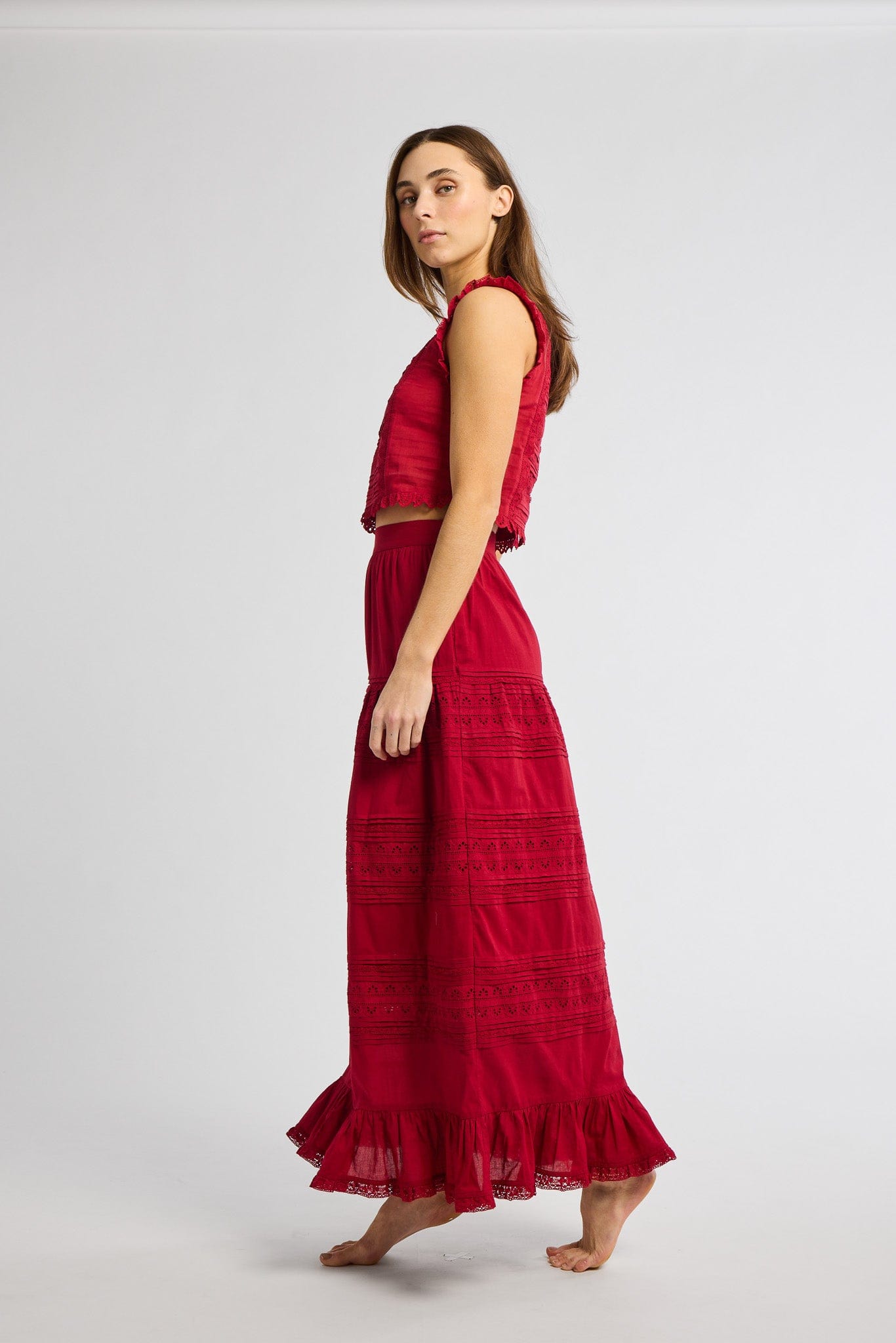 MILLE Clothing Leni Skirt in Cherry Lace
