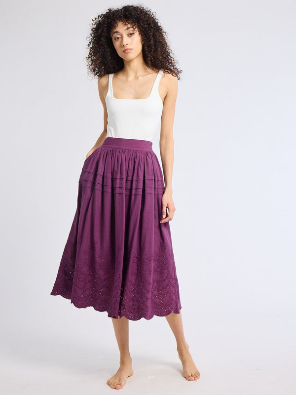 Leonie Skirt in Plum Eyelet — view 4