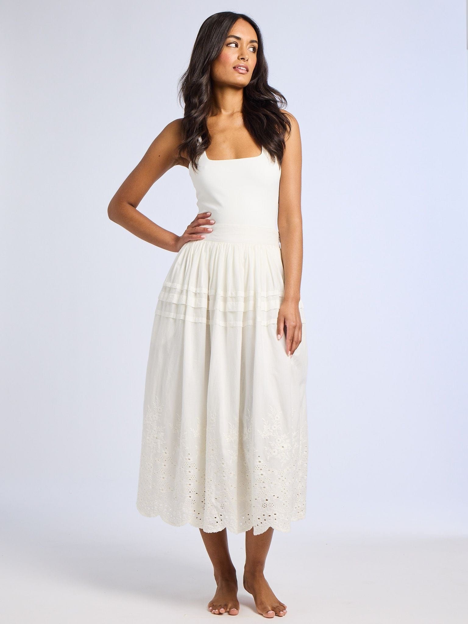 MILLE Clothing Leonie Skirt in White Eyelet